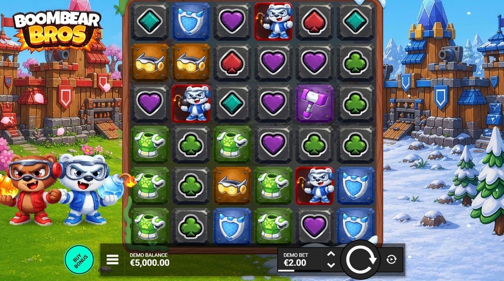 Screenshot della slot Boombear Bros di Bullshark Games