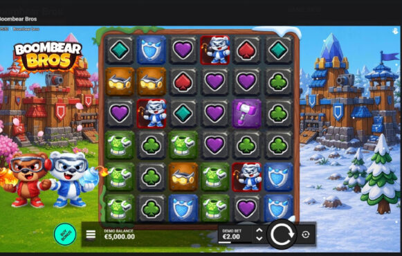 Screenshot cu noul slot Boombear bros dezvoltat de Bullshark games