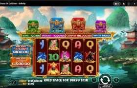 Screenshot cu noul slot Chests of Cai Shen Infinity dezvoltat de Pragmatic