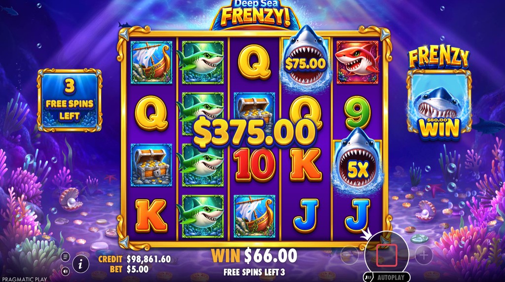 Screenshot from the Free Spins of Deep Sea Frenzy