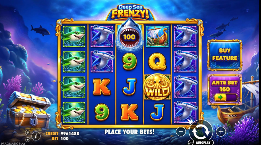 Screenshot van de nieuwe Deep Sea Frenzy slot van Pragmatic Play