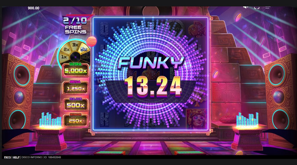 Screenshot from the free spins bonus of Disco Inferno