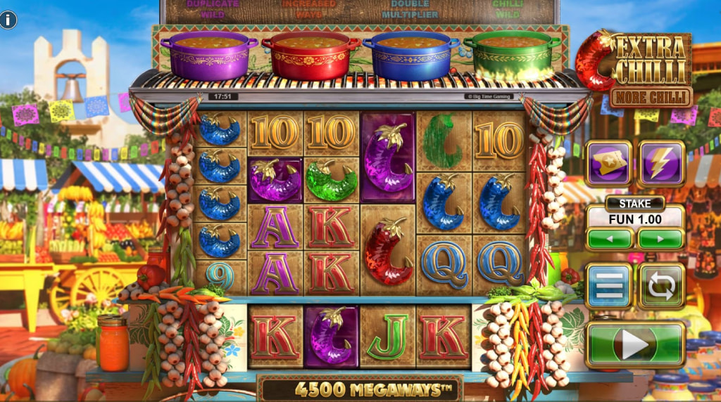 Screenshot van de nieuwe Extra Chili More Chili slot van Big Time Gaming