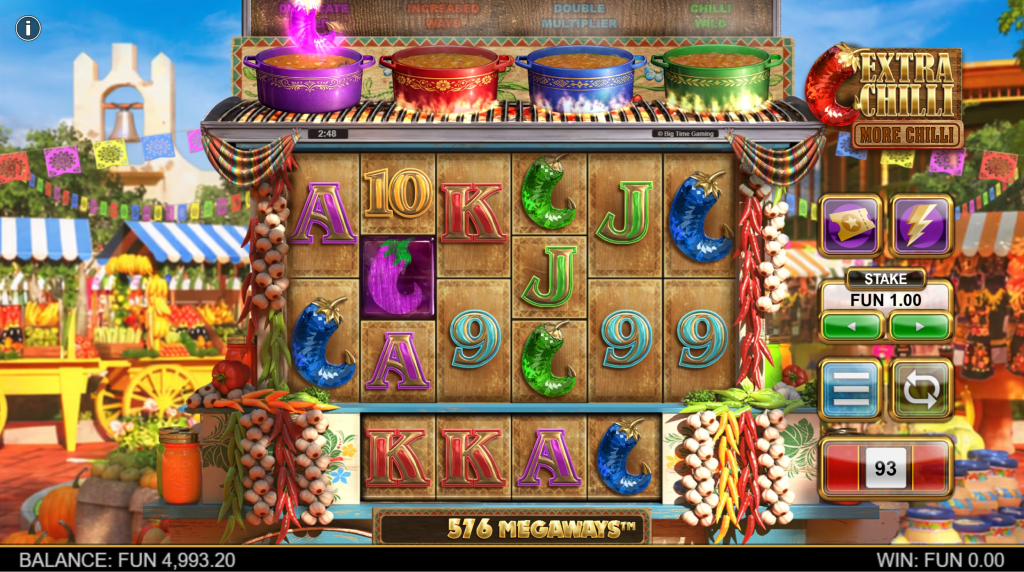 Screenshot fra den Nye Extra Chilli More Chilli Slot af Big Time Gaming