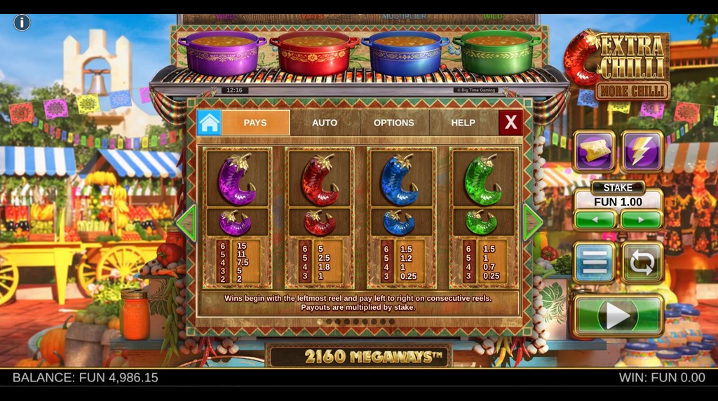 Screenshot from the Paytable of Extra Chilli More Chilli
