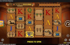 Screenshot cu noul slot Eye of Horus Gold Spins Megaways dezvoltat de Blueprint