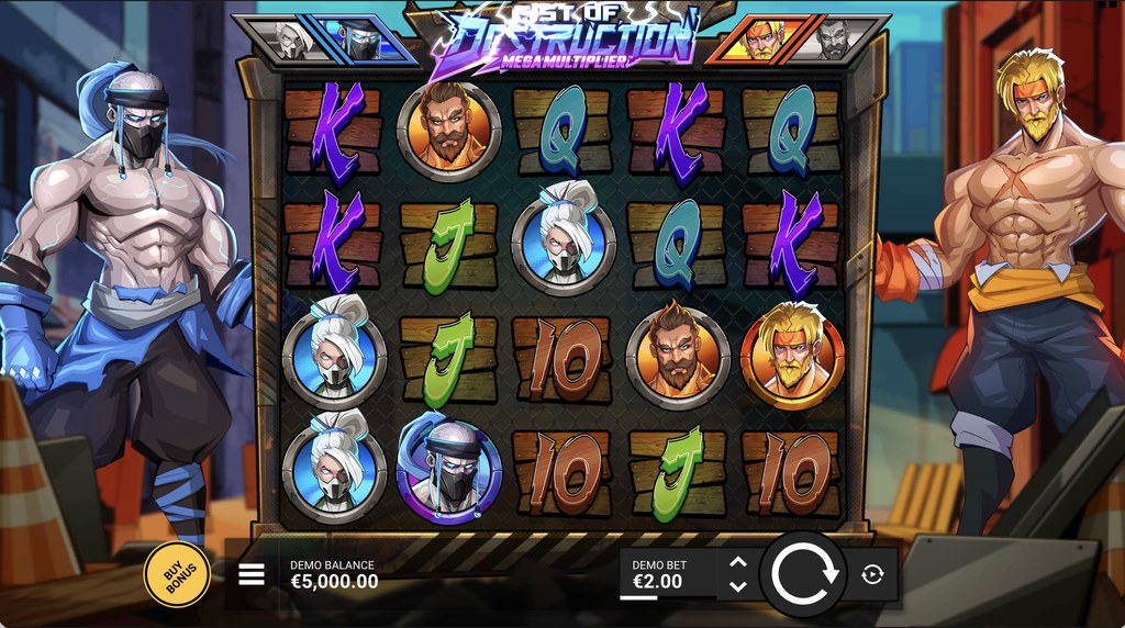 Screenshot from the New Fist of Destruction Megamultiplier slot by Hacksaw Gaming