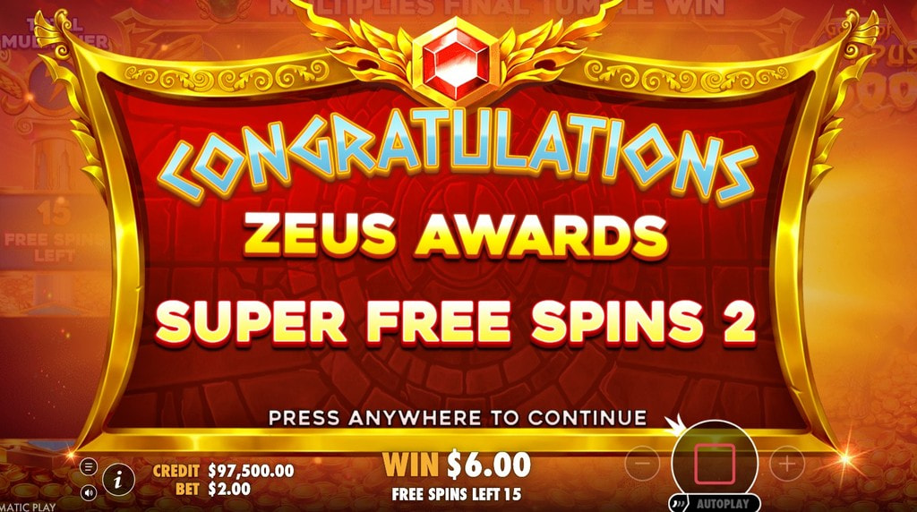 Screenshot della funzione bonus attivata su Gates of Olympus 2500