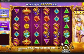 Screenshot cu noul slot Gates of Olympus 2500 dezvoltat de Pragmatic