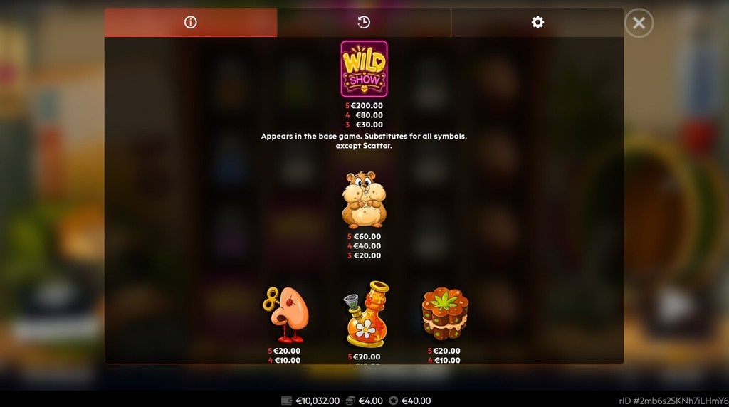Screenshot from the Paytable of Hamsterdam