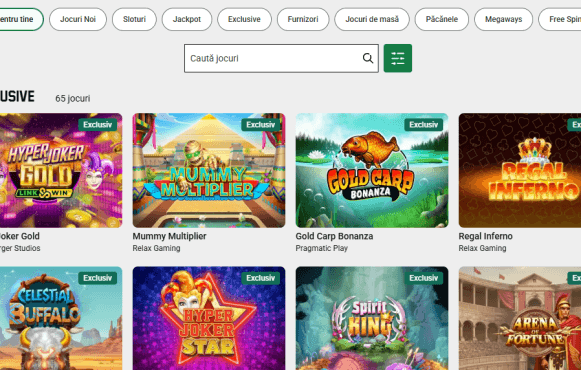 Jocuri de cazinou exclusive la Unibet