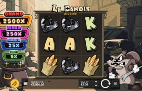 Screenshot della nuova slot Le Bandit Hold & Win di Hacksaw Gaming