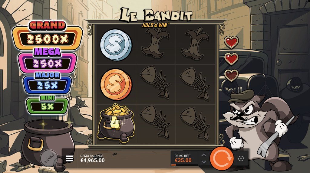 Screenshot from the Hold & Win of Le Bandit Hold & Win
