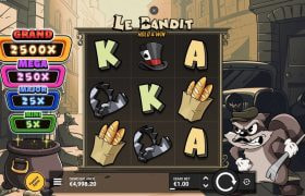Screenshot van de nieuwe Le Bandit slot van Hacksaw Gaming