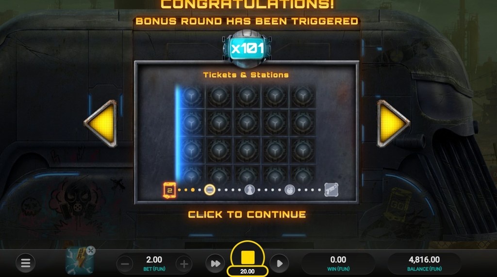 Screenshot della funzione bonus attivata su Money Train 5