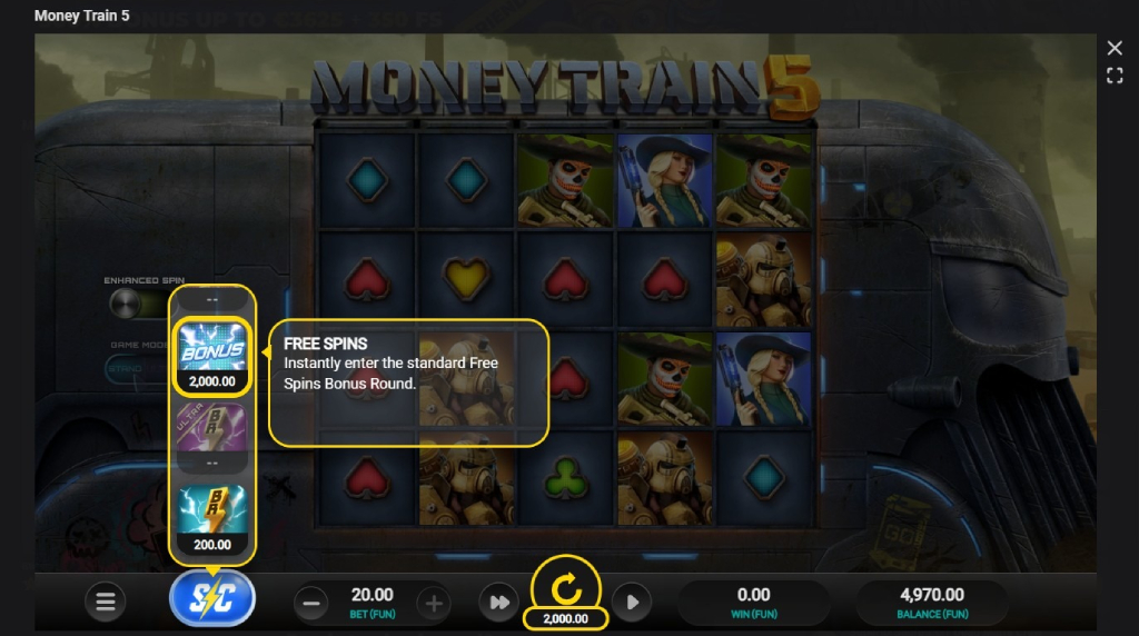 Screenshot cu activarea funcției cu Runde Gratuite