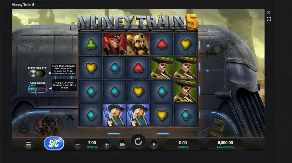 Screenshot cu noul slot Money Train 5 dezvoltat de Relax Gaming