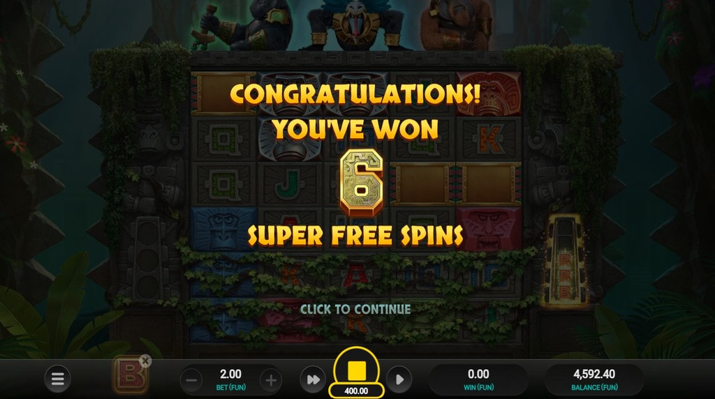 Screenshot della funzione bonus di Monkey Gods of the Inca