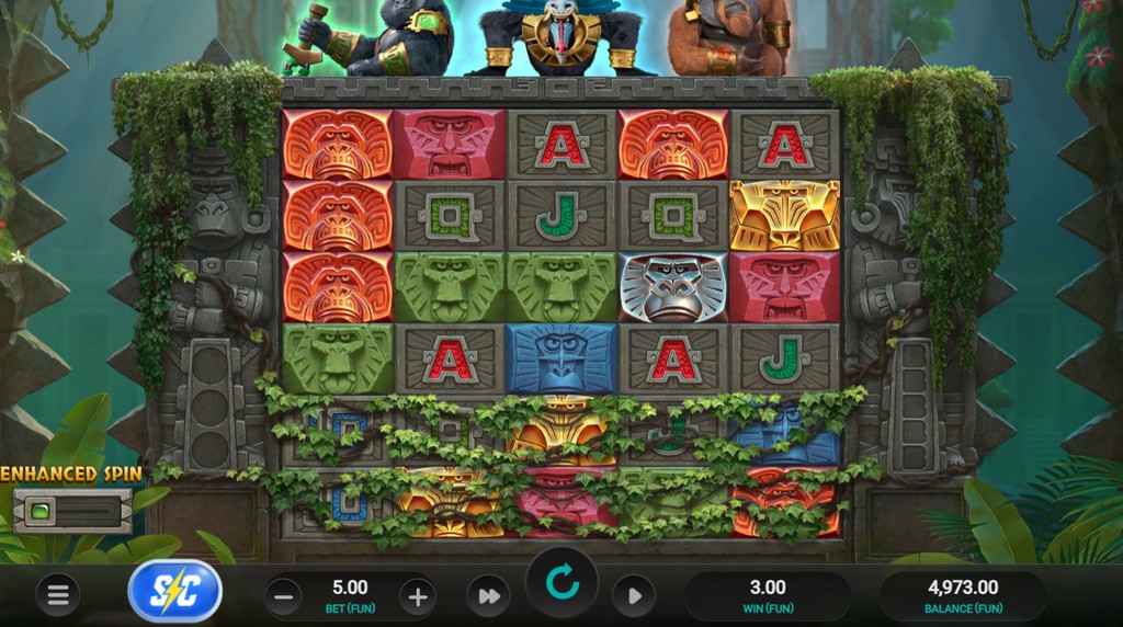 Screenshot from the New Monkey Gods of the Inca Slot by Relax Gaming
