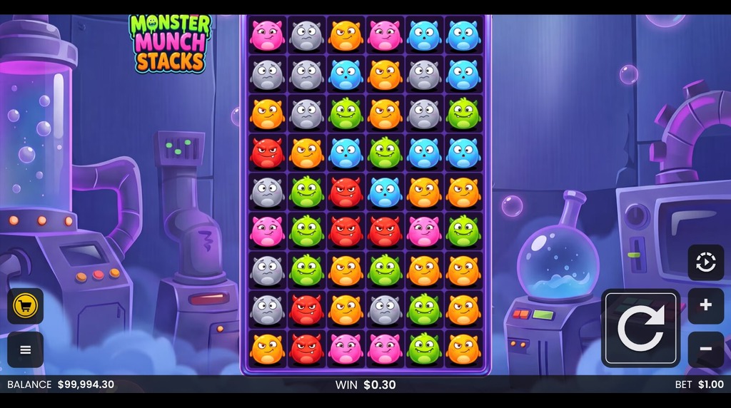 Screenshot from the New Monster Munch Stacks Game by Backseat Gaming