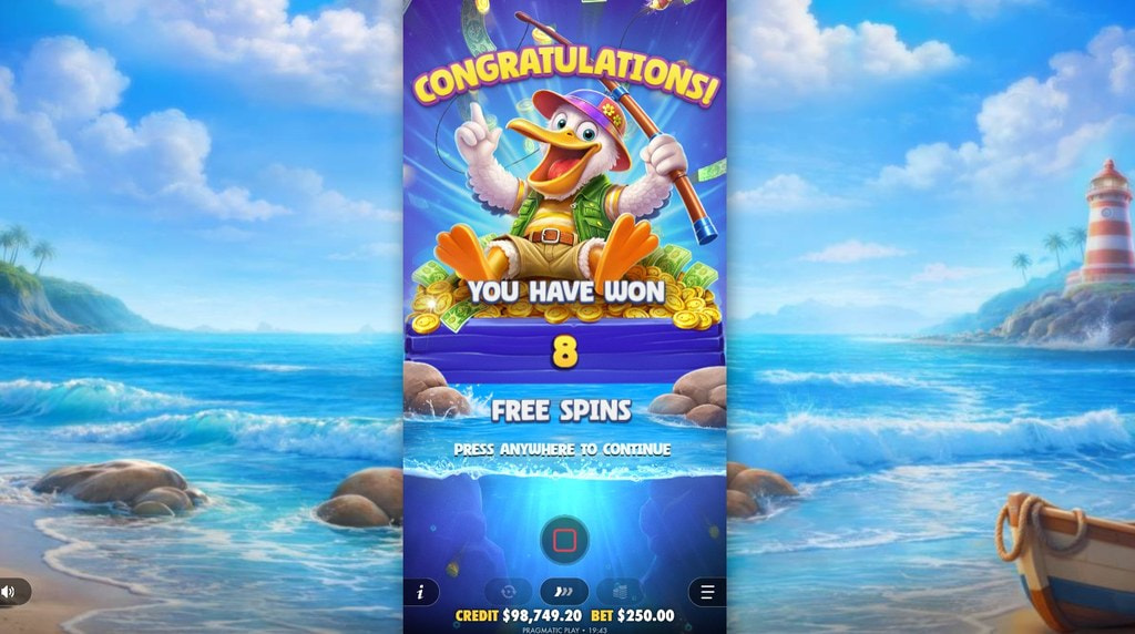 Screenshot della funzione Free Spins di Pelican Payday