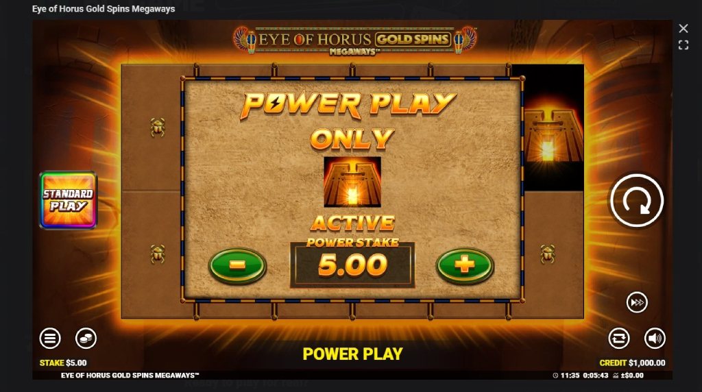 Power Play funcția slot Eye of Horus Gold Spins Megaways