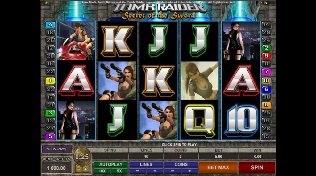 Screenshot fra Tomb Raider 2 slot af Microgaming