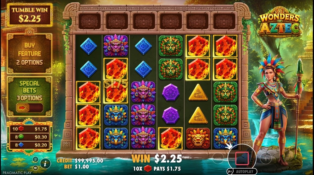 Screenshot from the New Wonders of Aztec Game by Pragmatic Play
