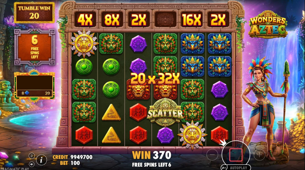 Screenshot van Wonders of Aztec Bonusronde
