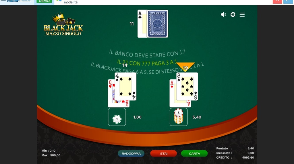Blackjack Mazzo Singolo di GOL Games