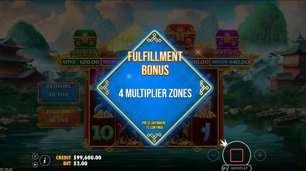 Screenshot della funzione Fulfilment di Chests of Cai Shen Infinity
