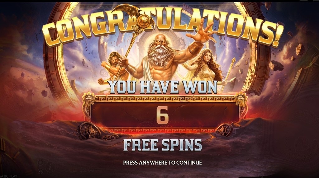 Screenshot della funzione Free Spins di Chronos Sands of Eternity