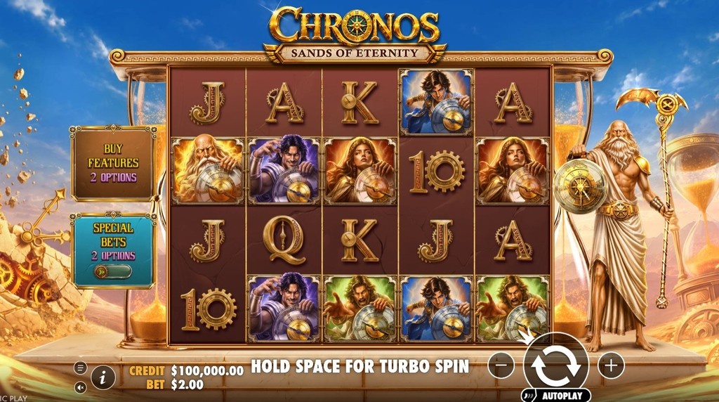Screenshot della nuova slot Chronos Sands of Eternity di Pragmatic Play