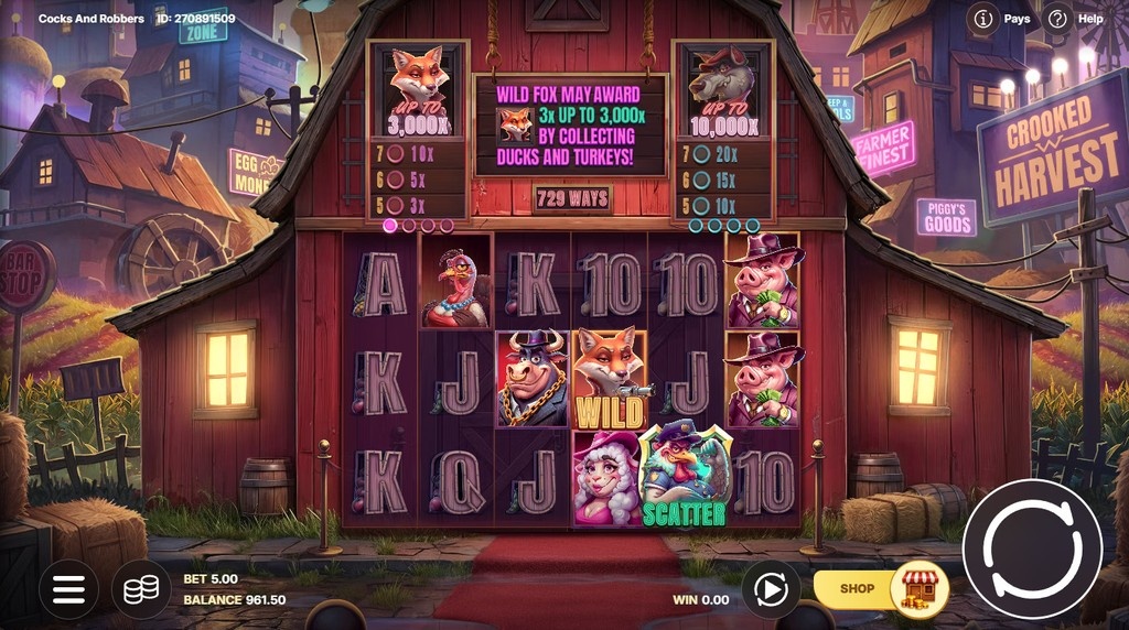 Screenshot from the New Cocks & Robbers Slot by Red Tiger