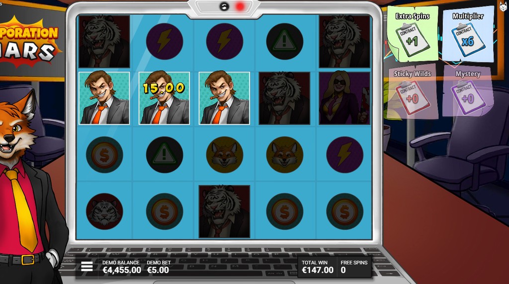 Screenshot from the Free Spins Pre-Bonus of Corporation Wars