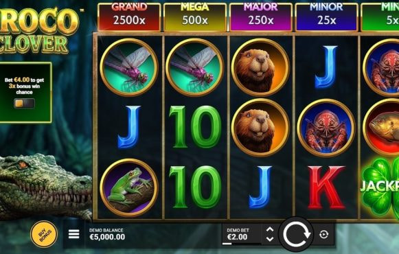 Screenshot cu noul slot Croco Clover dezvoltat de Hacksaw Gaming