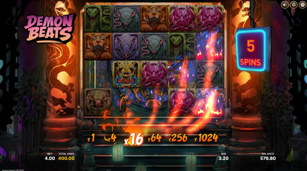 Skærmbillede af Free Spins i Demon Beats