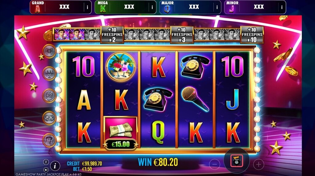 Screenshot from the Free Spins Round of Gameshow Party Jackpot