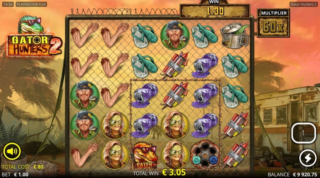 Screenshot from the Gatornado Spins Free Spins Round of Gator Hunters 2