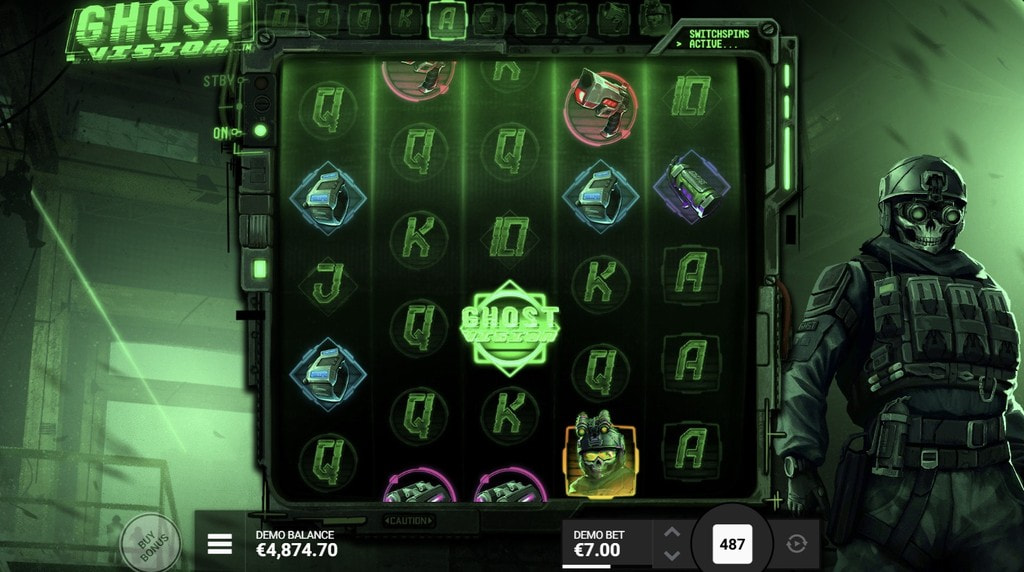 Skærmbillede fra den nye Ghost Vision-slot af Hacksaw Gaming