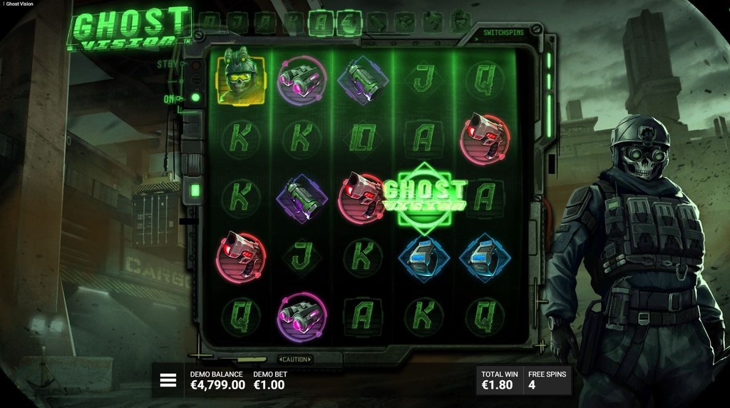 Screenshot van de gratis spins bonus van Ghost Vision