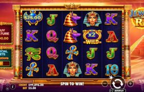 Screenshot from the New Jewels of Ra Slot by Pragmatic Play