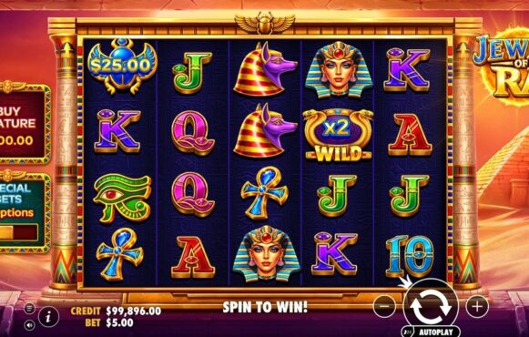 Screenshot from the New Jewels of Ra Slot by Pragmatic Play