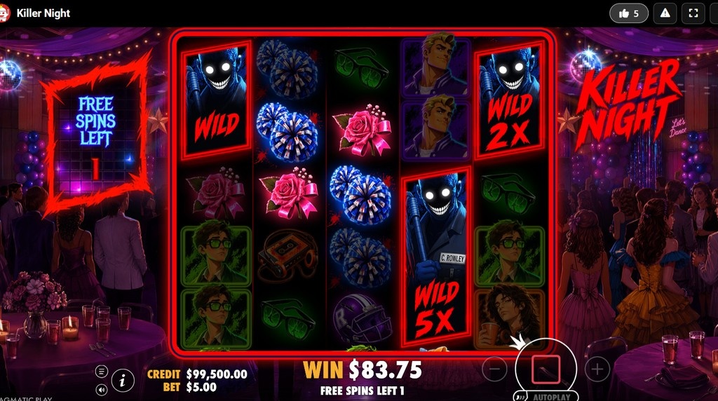 Screenshot from the free spins bonus of Killer Night