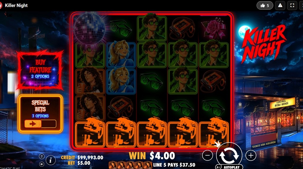 Screenshot from the New Killer Night Slot by Pragmatic Play