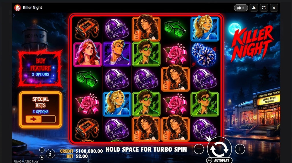 Screenshot cu noul slot Killer Night dezvoltat de Pragmatic