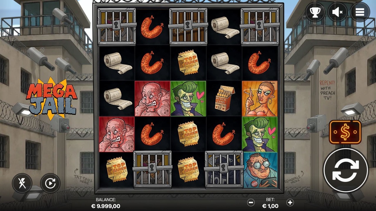 Screenshot van de nieuwe Mega Jail slot van Shady Lady