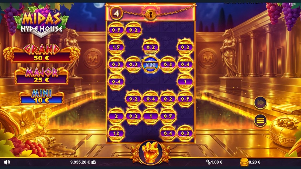 Screenshot from the bonus spins round of Midas Hype House
