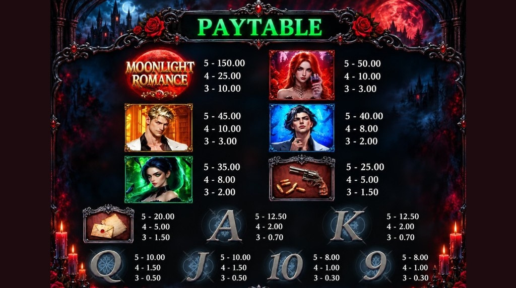 Screenshot della tabella dei pagamenti di Moonlight Romance Twilight