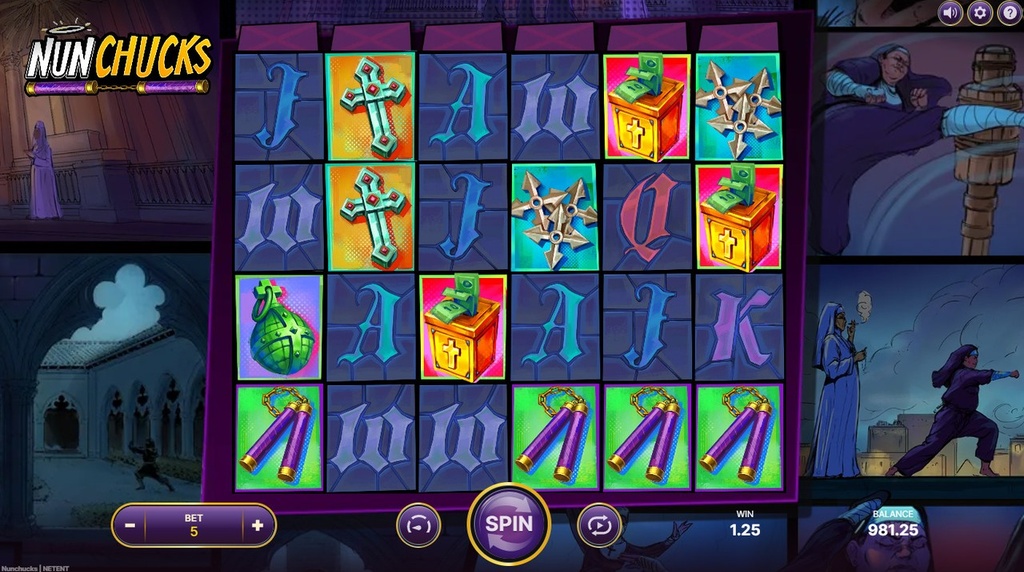 Screenshot from the New Nunchucks Slot by NetEnt
